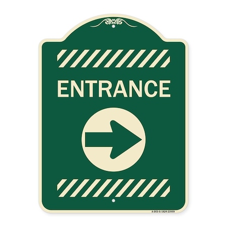 Signmission Flex Post Entrance with Right Arrow Decal for Flex Paddle Aluminum Sign, 18" L, 24" H, G-1824-23959 A-DES-G-1824-23959